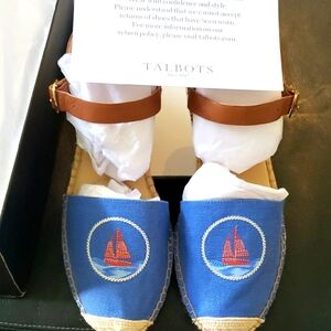 Talbots Nautical Blue Espadrilles with Red Sailboat